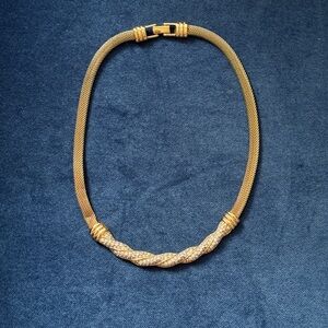 SWAROVSKI‎ Signed Vintage 1990's Gold With Rhinestones Classic Collar Necklace